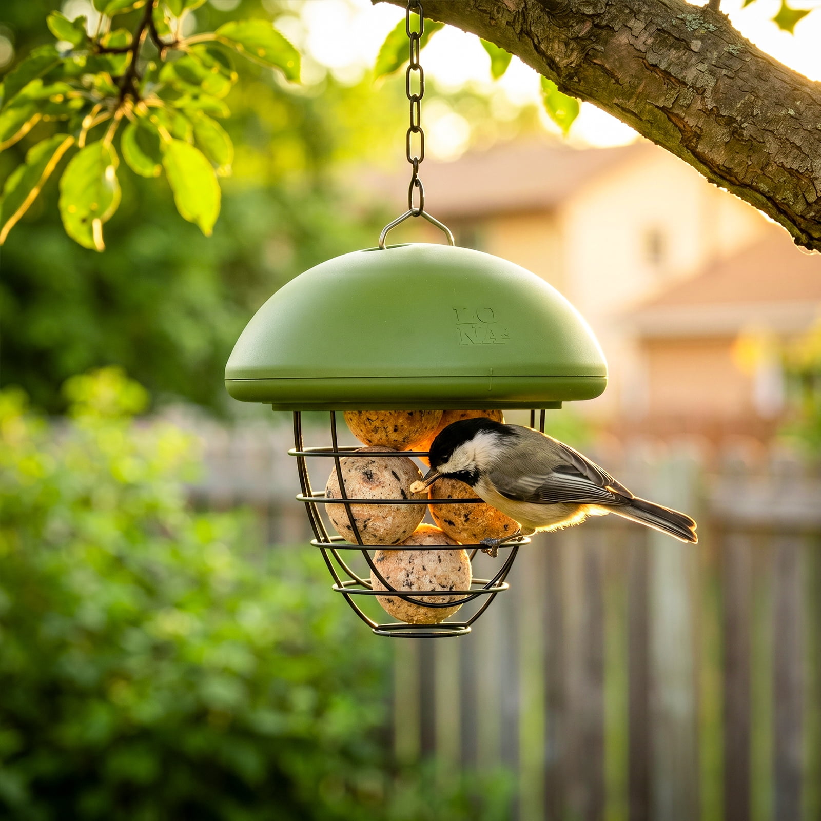 LONA Suet Ball Bird Feeder Outdoor Hanging Fat Ball Feeders with Versatile Mount Durable Weatherproof Washable Transparent Tube Wire Steel Metal Feeder for Wild Birds