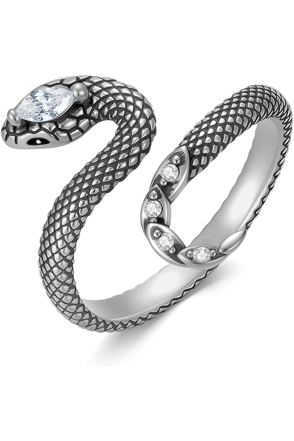 LONAGO 925 Sterling Silver Snake Ring for Women Adjustable Open Rattlesnake Ring Real Silver Jewelry Gifts