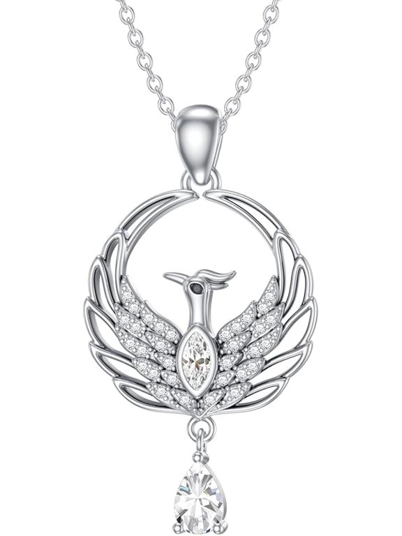 LONAGO Phoenix Necklace with Synthetic Birthstone Nirvana Rebirth Phoenix Pendant Necklace Gift for Women