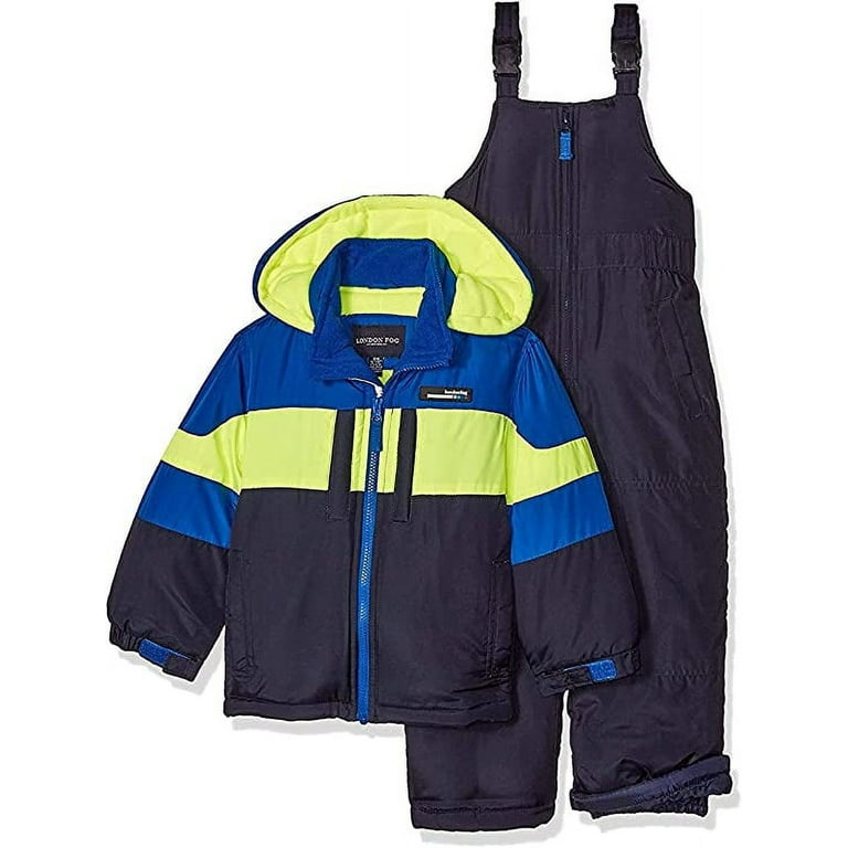 LONDON FOG Big Boys 2 Piece Colorblock Snow Bib and Jacket