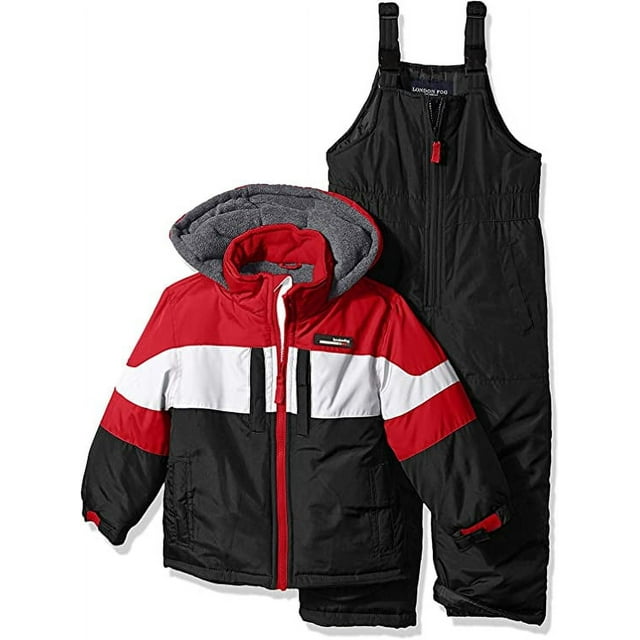 LONDON FOG Big Boys' 2Piece Colorblock Snow Bib and Jacket Snowsuit