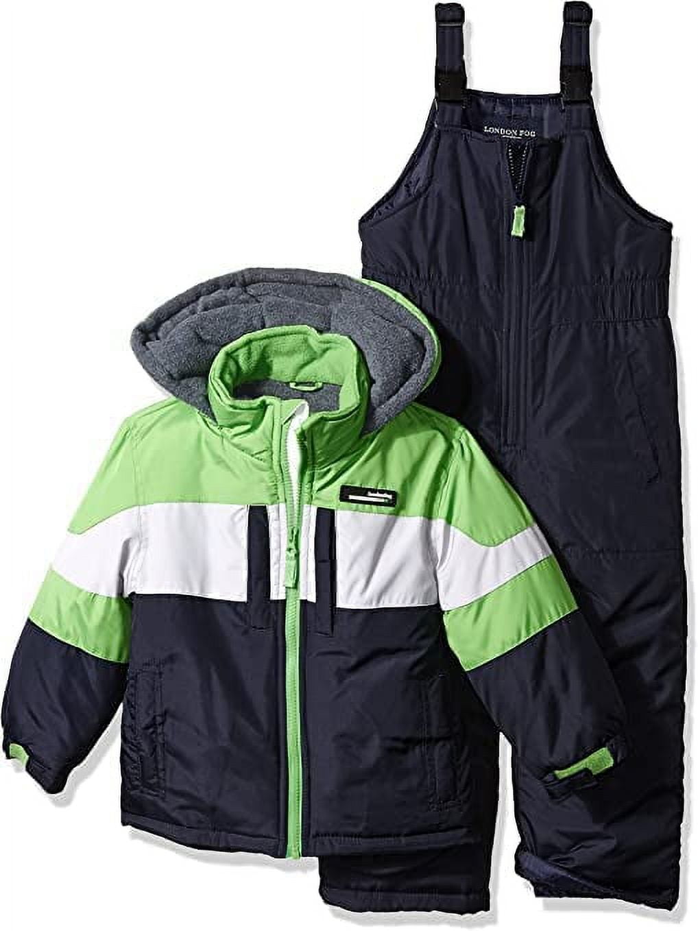 LONDON FOG Big Boys' 2Piece Colorblock Snow Bib and Jacket Snowsuit