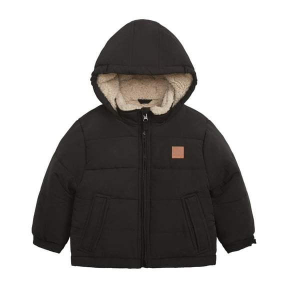 LONDON FOG Boys' Active Puffer Jacket - Stylish Winter Coat, Black, 14/16