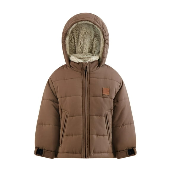 LONDON FOG Boys' Active Puffer Jacket - Stylish Winter Coat, Brown, 2T