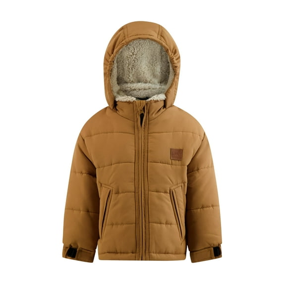 LONDON FOG Boys' Active Puffer Jacket - Stylish Winter Coat, Tan, 14/16