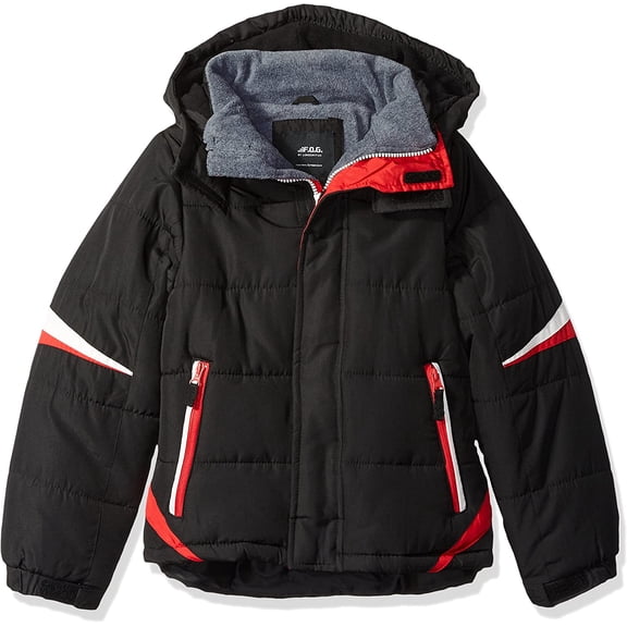 London Fog Boys 8-20 Active Puffer Winter Jacket (Black 14/16)