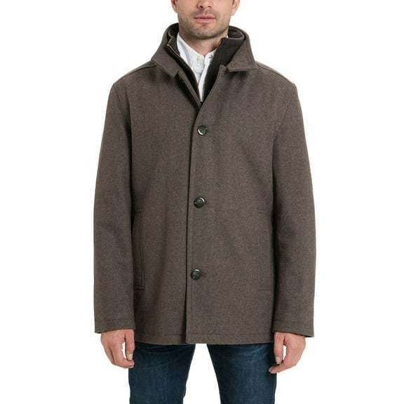 LONDON FOG Coats for Men - Men's Wool Blend Car Coat with Bib - Classic Men's Coats - Stylish Men's Wool Coat - Outerwear Essentials