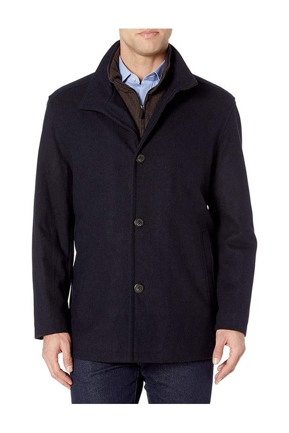 Coats for Men - Men's Wool Blend Car Coat with Bib - Classic Men's Coats - Stylish Men's Wool Coat - Outerwear Essentials