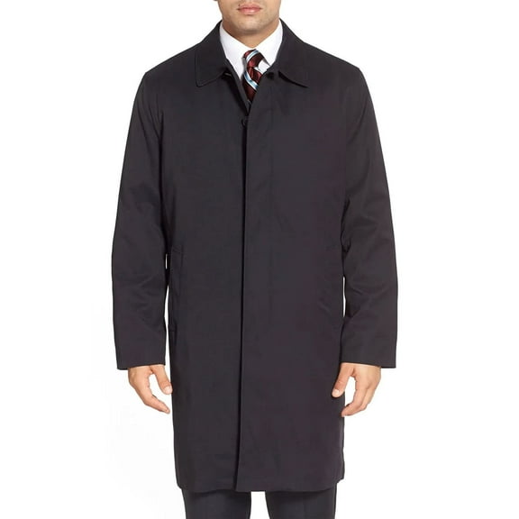 LONDON FOG Men's Raincoat, Durham Single Breasted Rain Coat with Zip-Out Liner for Men