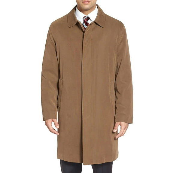LONDON FOG Men's Raincoat, Durham Single Breasted Rain Coat with Zip-Out Liner for Men