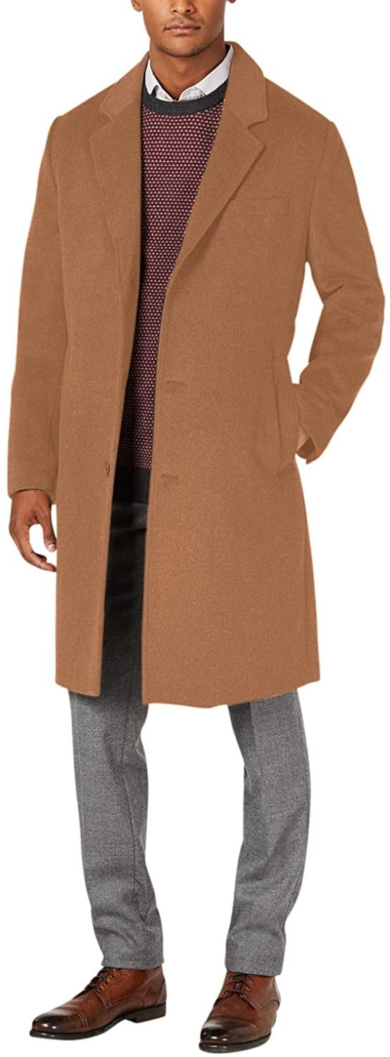 LONDON FOG Men s L19195 Signature Wool Blend Top Coat Camel 40L