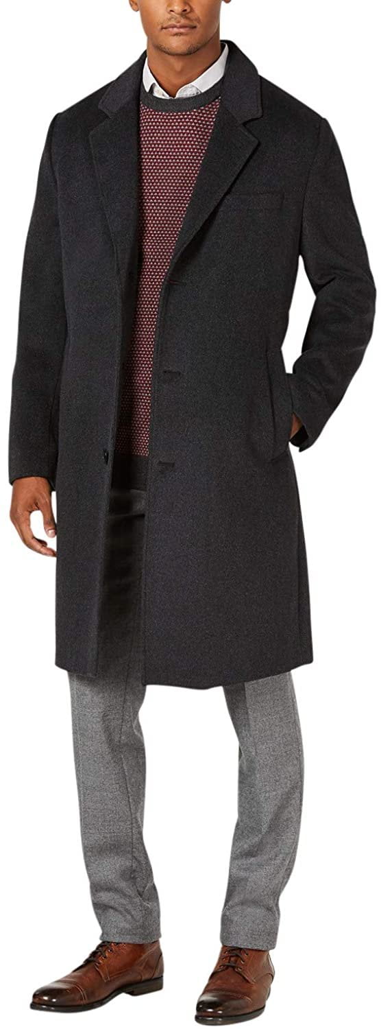 LONDON FOG Men s L19195 Signature Wool Blend Top Coat Charcoal