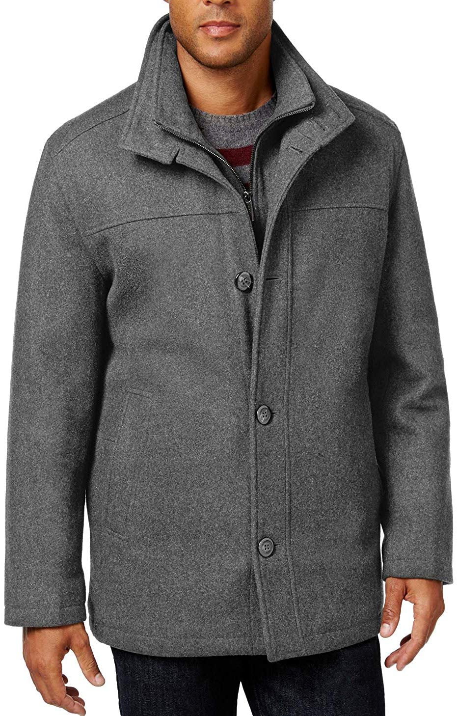 Men's wool car top coat with bib