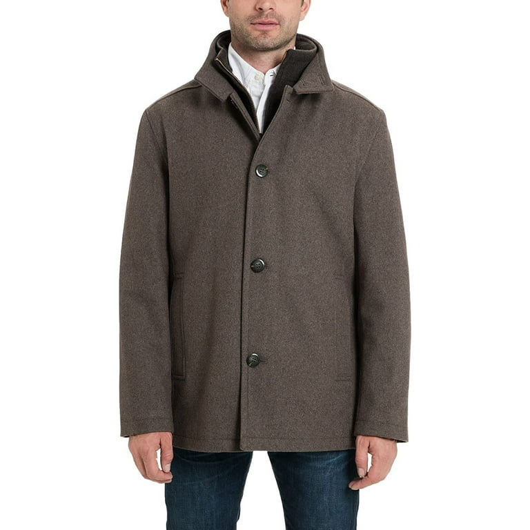 LONDON FOG Men s Wool Blend Car Coat with Bib Toast Heather Mocha 2XT Walmart