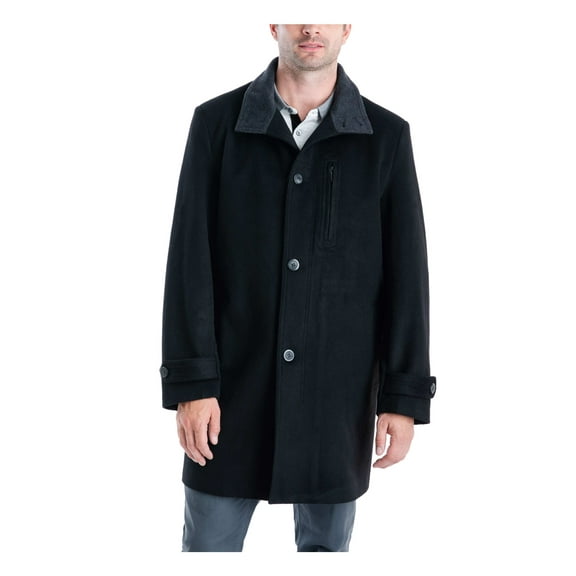 LONDON FOG Mens Clark Black Overcoat 40R