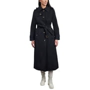 London Fog Womens Classic Single Breasted Trench Coat Black, M