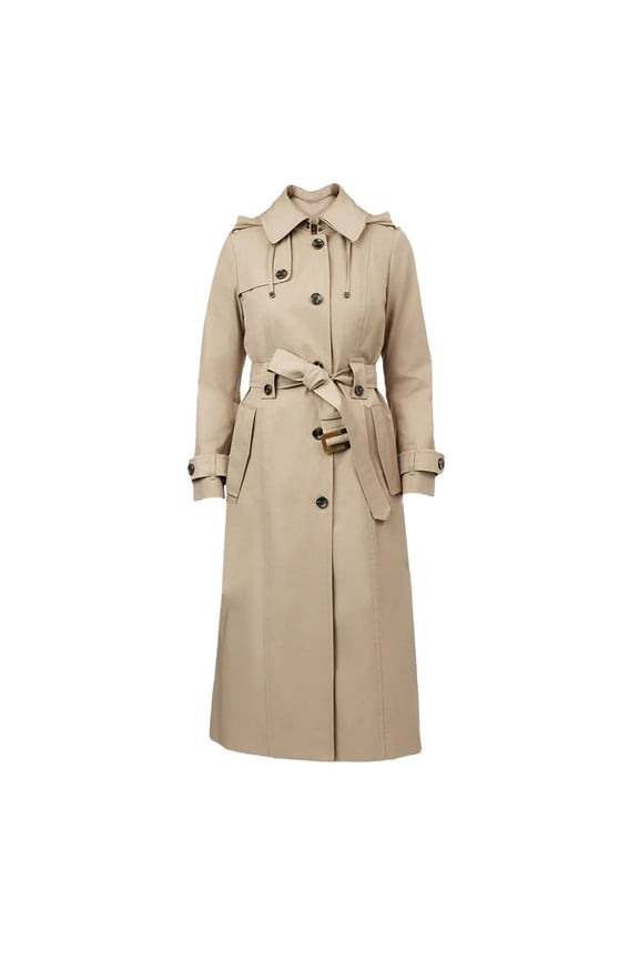Women's Single Breasted Trench coat Regular and Plus Size (Stone, L)