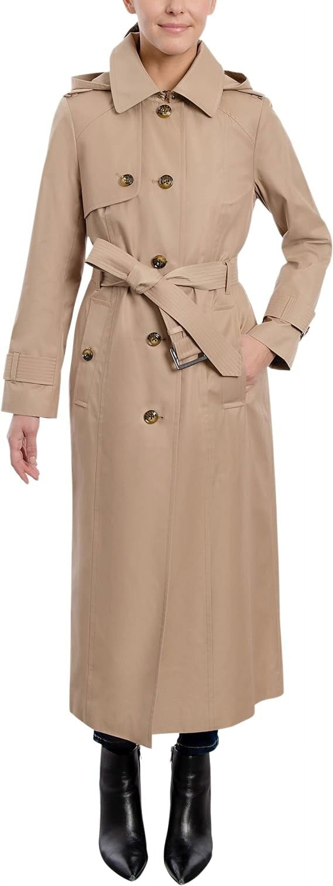 LONDON FOG Women s Single Breasted Long Trench Coat with Epaulettes and Belt Walmart