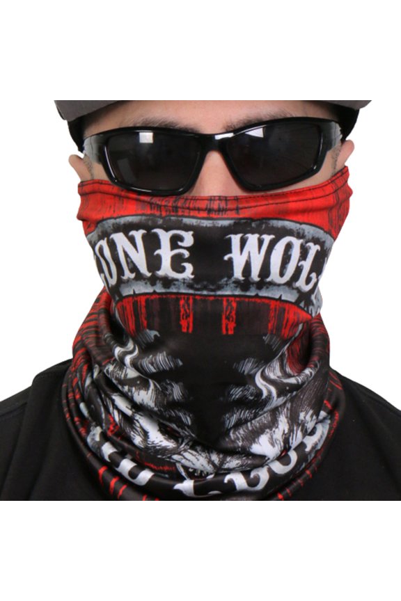 LONE WOLF, TUBE NECK GAITER - Soft Breathable 100% Polyester Microfiber Lined Neck Warmer Face Cover NECK GAITER MASK