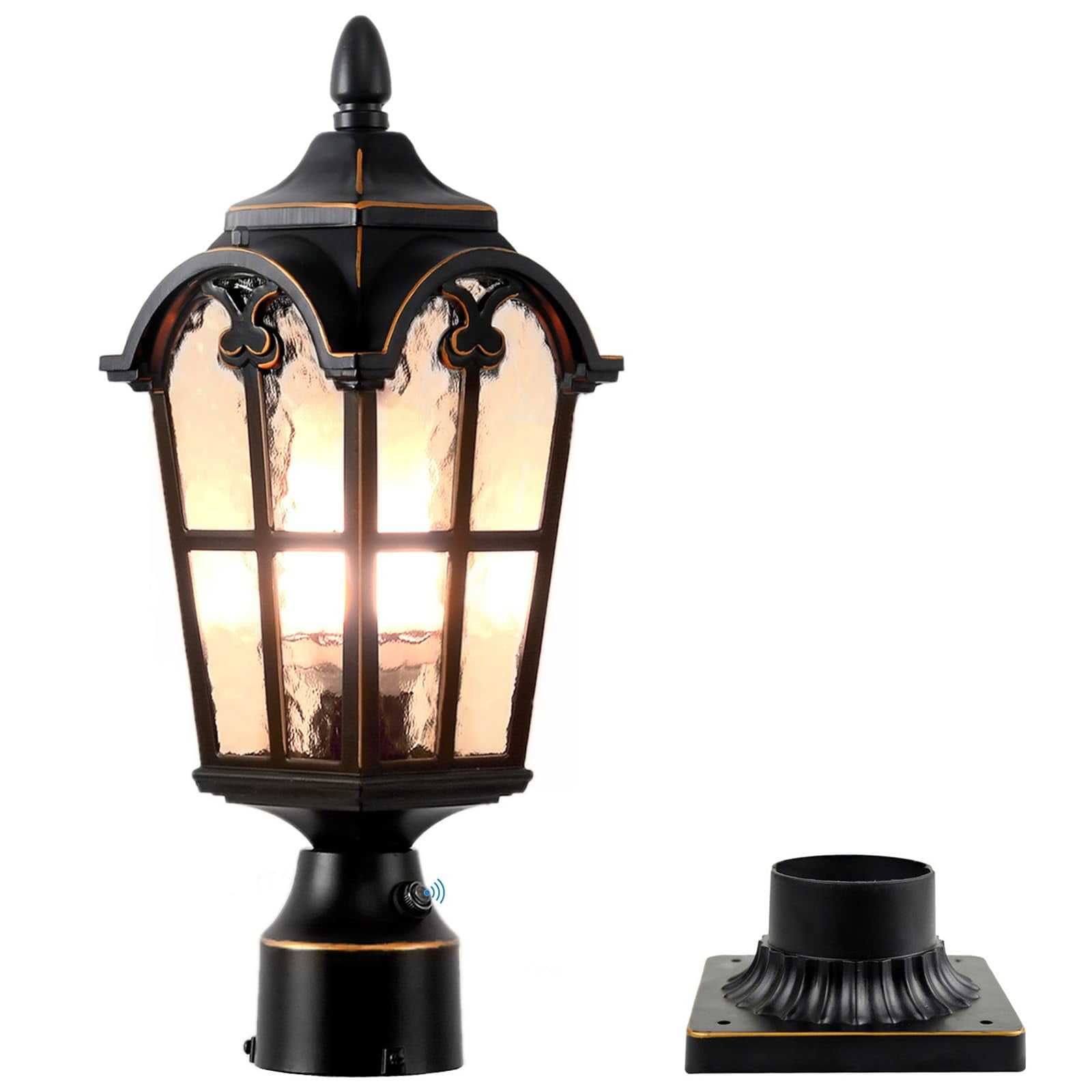 LONEDRUID Dusk to Dawn Outdoor Lamp Post Lights Waterproof Exterior Pole Lantern Lighting Fixtures with 3-Inch Pier Mount Base for Garden Patio Yard Pathway Driveway C80