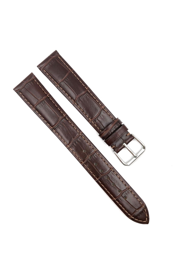 LONG ALLIGATOR GRAIN BROWN MATTE LEATHER WATCH STRAP