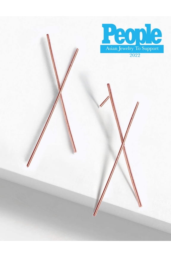 Long Chopstick Earrings in 18k Rose Gold Over Sterling Silver