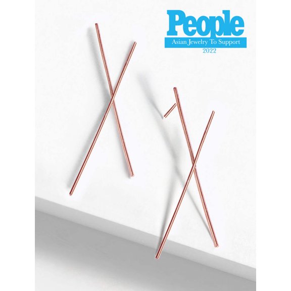 Long Chopstick Earrings in 18k Rose Gold Over Sterling Silver
