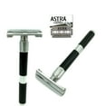 thumbnail image 1 of LONG HANDLE DOUBLE EDGE BUTTERFLY OPENING SAFETY RAZOR + FREE BLADES BLACK, 1 of 2