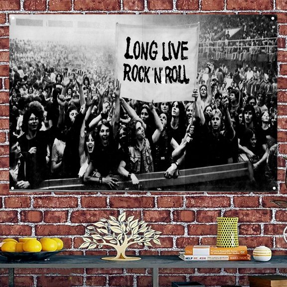 LONG LIVE ROCK N ROLL Music Poster 38" x 57" Banner Home Decor Flag with Metal Grommets