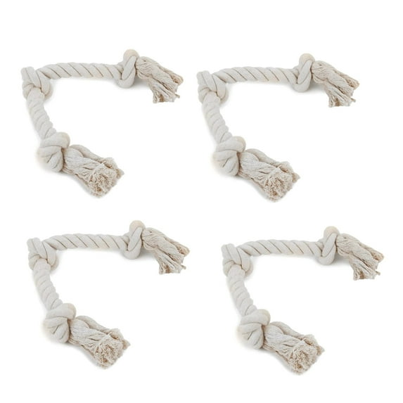 LONG Rope Eco Friendly Dog Tug Toys 21 inches 100% Cotton FUN 3 Knot Interactive (Four Long Rope Toys)
