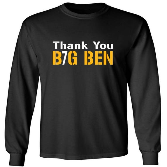 LONG SLEEVE BLACK Steelers Thank You Big Ben Roethlisberger T-shirt YOUTH LARGE