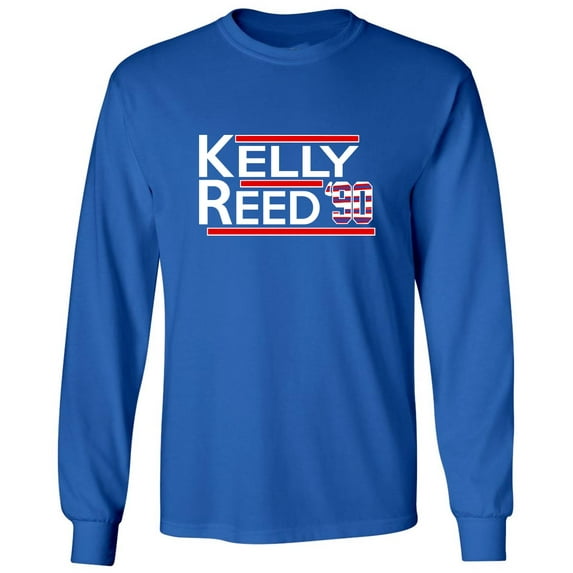 LONG SLEEVE BLUE Jim Kelly Andre Reed Bills 1990 T-shirt YOUTH SMALL