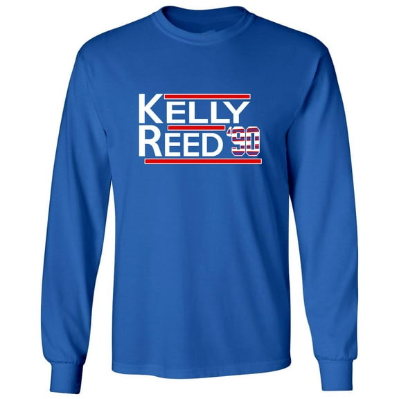 LONG SLEEVE BLUE Jim Kelly Andre Reed Bills 1990 T-shirt YOUTH SMALL