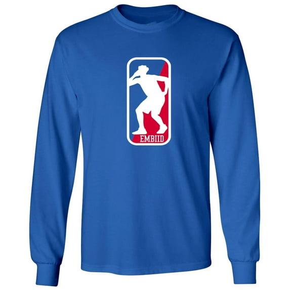LONG SLEEVE BLUE Joel Embiid Philly Logo T-shirt ADULT