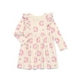 thumbnail image 1 of Garanimals Toddler Girl Long Sleeve Printed Dress with Ruffle Shoulders, Sizes 18M-5T, 1 of 3