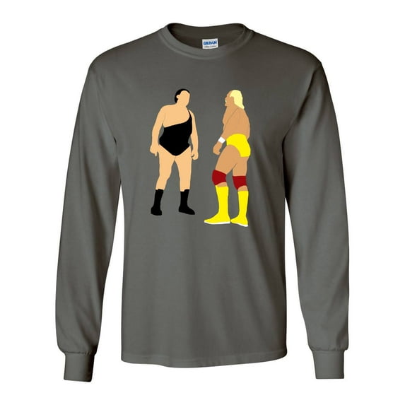 LONG SLEEVE GREY Andre The Giant Hulk Hogan "The Stare" T-shirt YOUTH