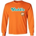 thumbnail image 1 of LONG SLEEVE ORANGE Dolphins Jaylen Waddle 17 Logo T-shirt ADULT, 1 of 1