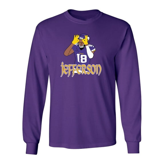 LONG SLEEVE PURPLE Justin Jefferson Vikings TD Dance T-shirt ADULT 3XL