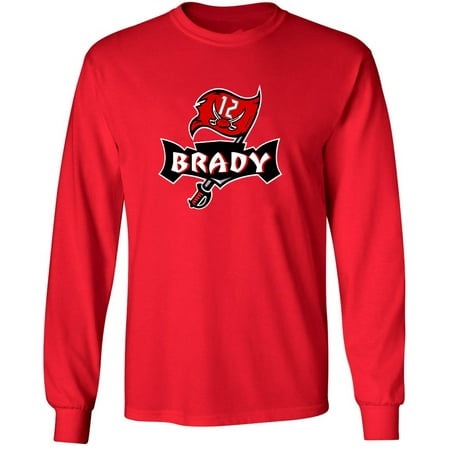LONG SLEEVE RED Buccaneers Tom Brady Logo T-shirt YOUTH MEDIUM