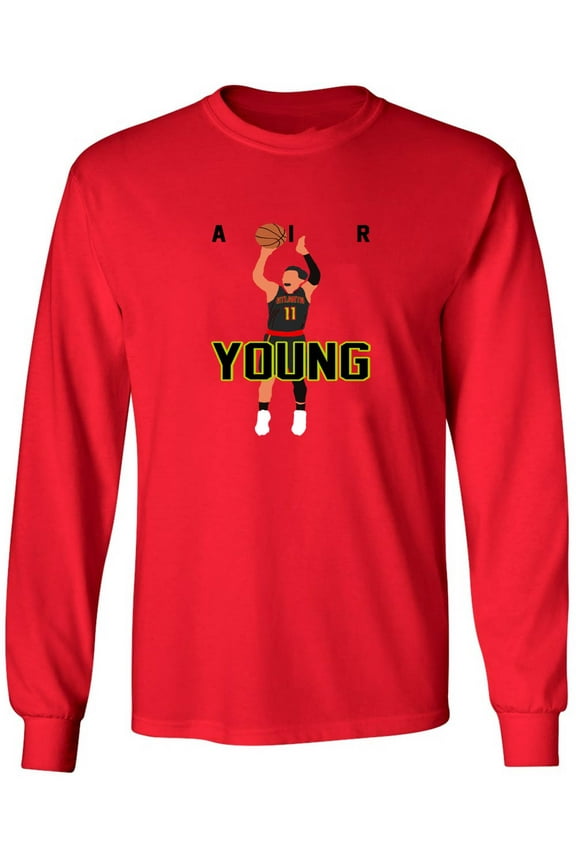 LONG SLEEVE RED Trae Young Hawks AIR T-shirt ADULT