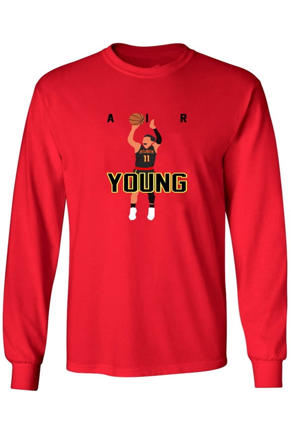 LONG SLEEVE RED Trae Young Hawks AIR T-shirt ADULT
