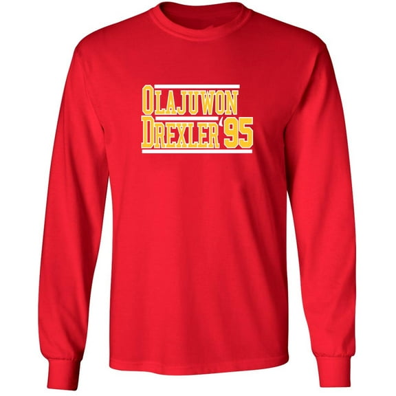 LONG SLEEVE Rockets Hakeem Olajuwon Clyde Drexler 1995 T-shirt