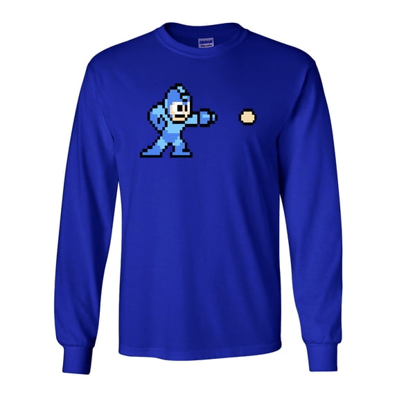 LONG SLEEVE Shedd Shirts Blue Retro Classic NES "Megaman" Adult 5XL T-Shirt