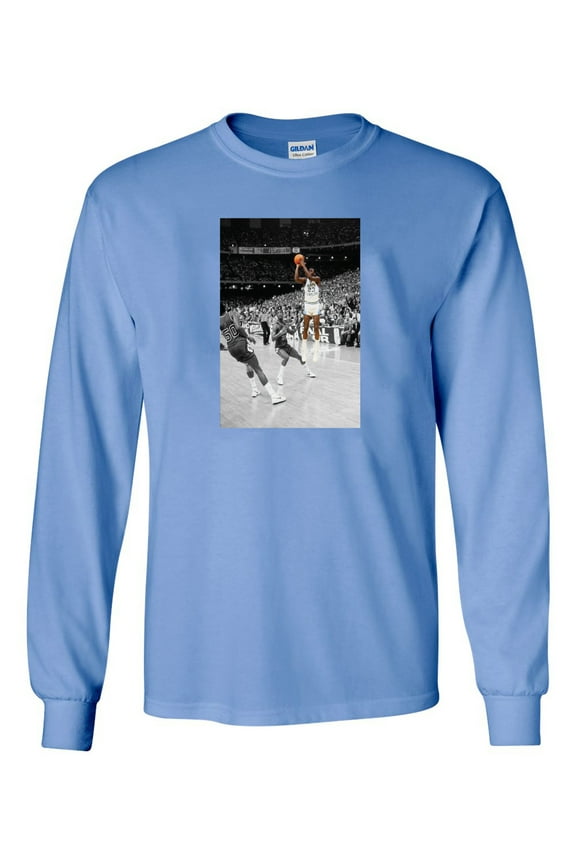 LONG SLEEVE Shedd Shirts Carolina Michael Jordan "UNC The Shot" Adult Large T-Shirt