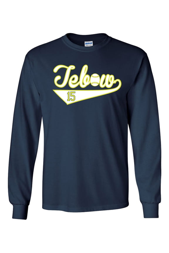 LONG SLEEVE Shedd Shirts NAVY Columbia Fireflies Tim Tebow "Tebow Logo"  T-Shirt