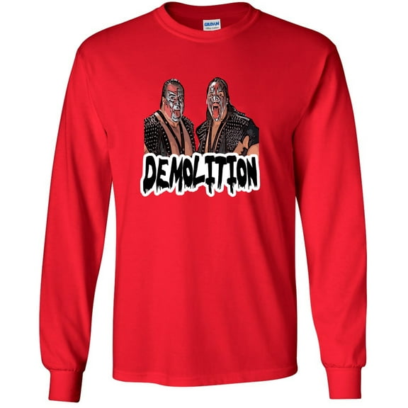 LONG SLEEVE Shedd Shirts Red Demoliton WWF WWE "Old School" Youth Medium T-Shirt