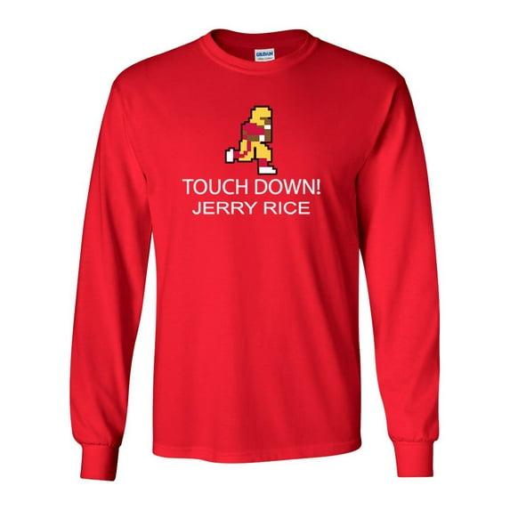 LONG SLEEVE Shedd Shirts Red Jerry Rice San Francisco "Tecmo Touchdown" Adult 2XL T-Shirt