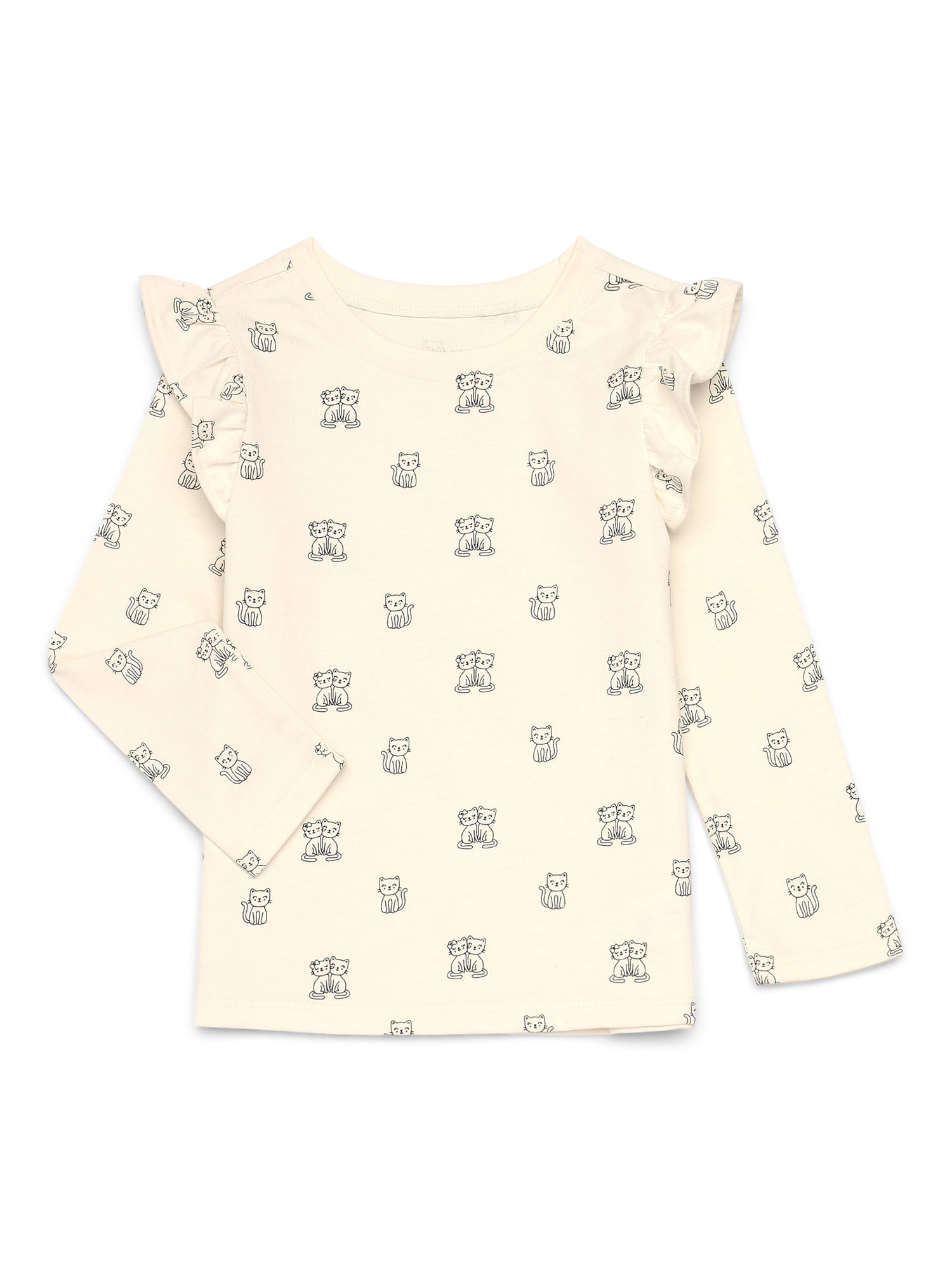 Garanimals Toddler Girl Ruffle Shoulder Long Sleeve Printed T-Shirt, Sizes 18M-5T