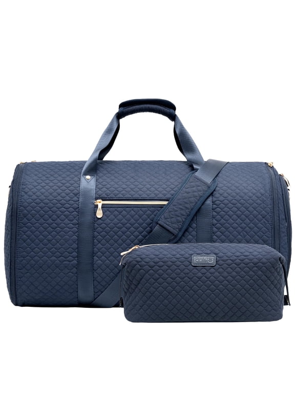 Garment Bag Carry On Convertible Travel Duffel Bag with Shoe Pouch Weekender Bag for Women Men 2 in 1 Hanging Suit Bag with Shoulder Strap Business Travel Bag (Blue, Standard)