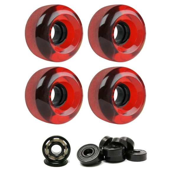 LONGBOARD CRUISER WHEELS 62mm x 38mm 83A 186C Red Clear CERAMIC BEARINGS